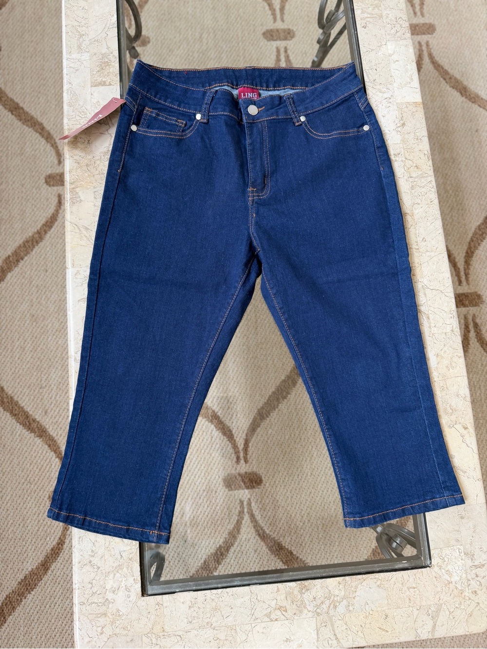 Dark Blue Cropped Women's Jeans - Mid-Rise Ankle Length